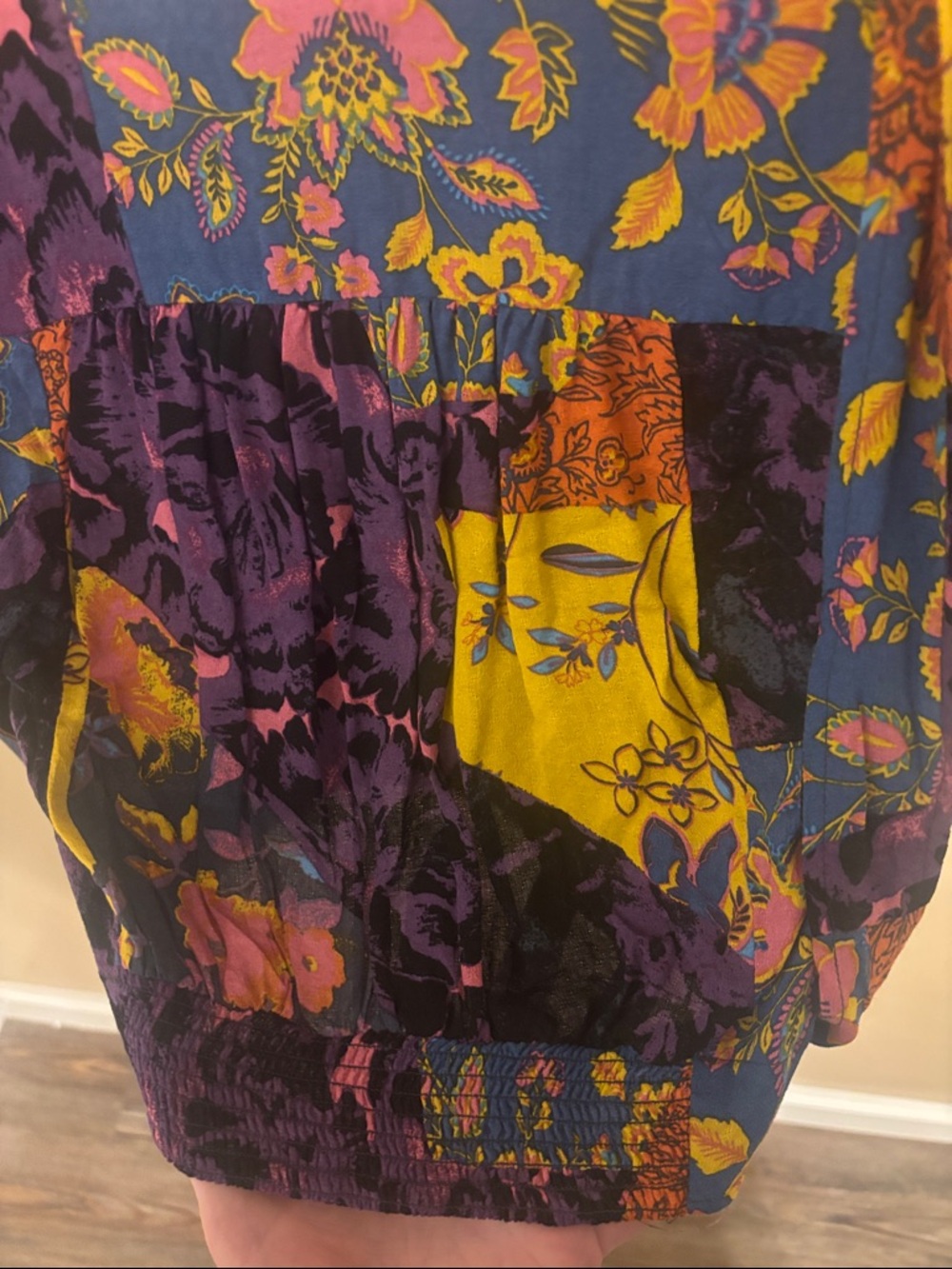 Free People Multicolor Floral Tie-Front Crop Top in Yellow, Purple, Blue - Picture 5 of 5